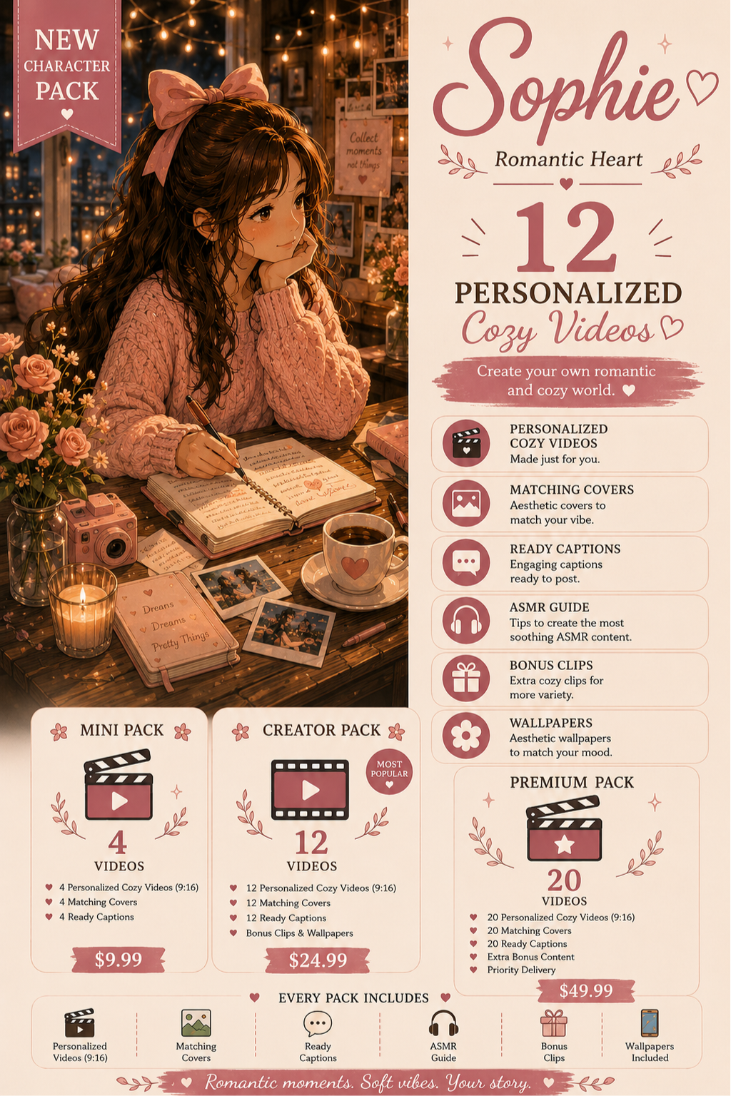 š Sophie ā Romantic Heart Cozy Video Pack