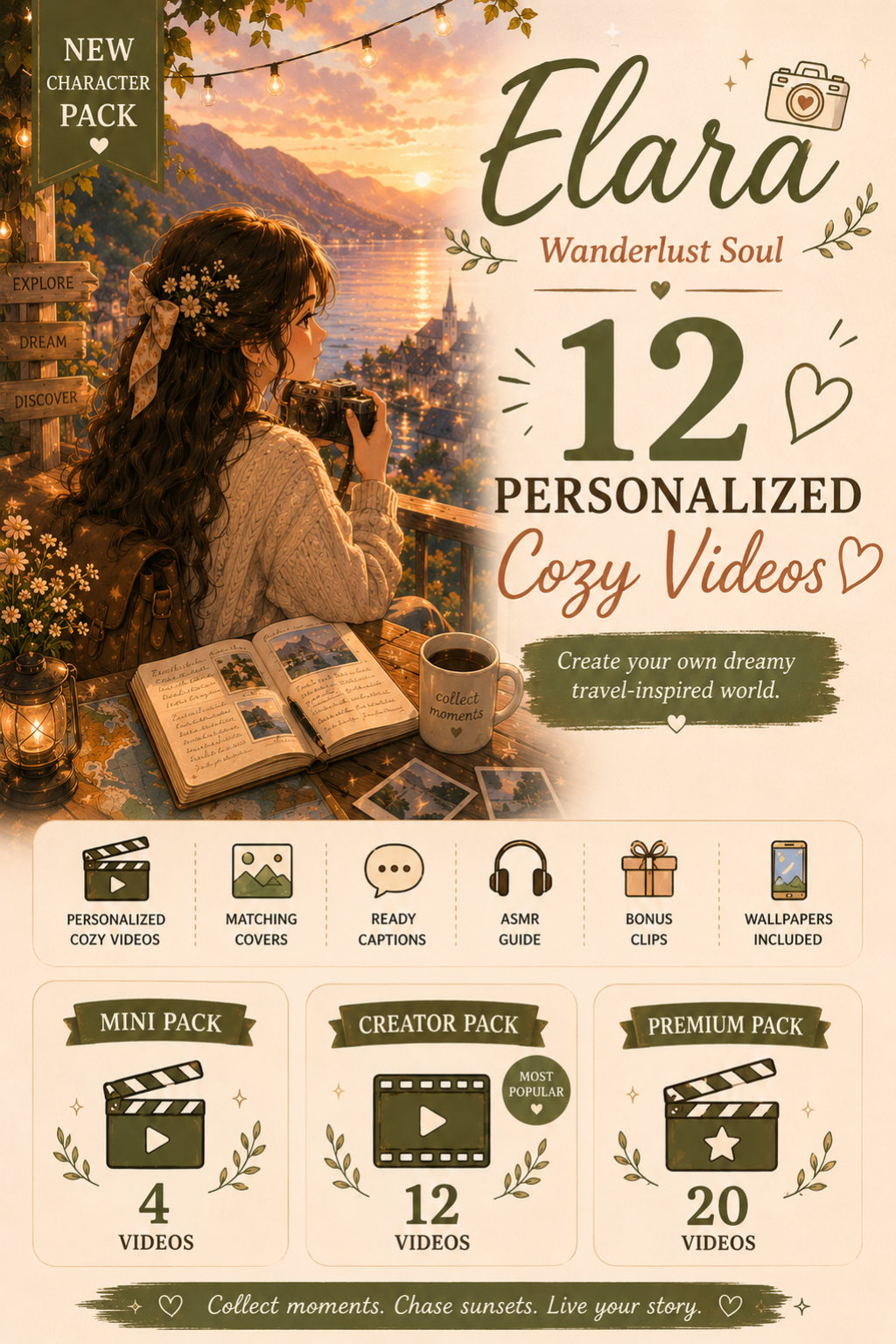 📷 Elara Wanderlust Cozy Creator Pack | Personalized Cozy Videos