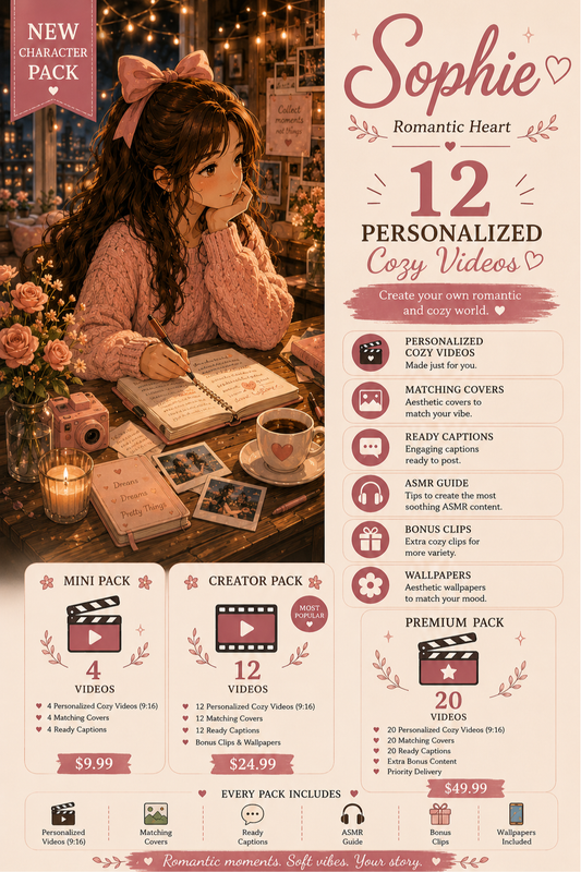 💗 Sophie – Romantic Heart Cozy Video Pack