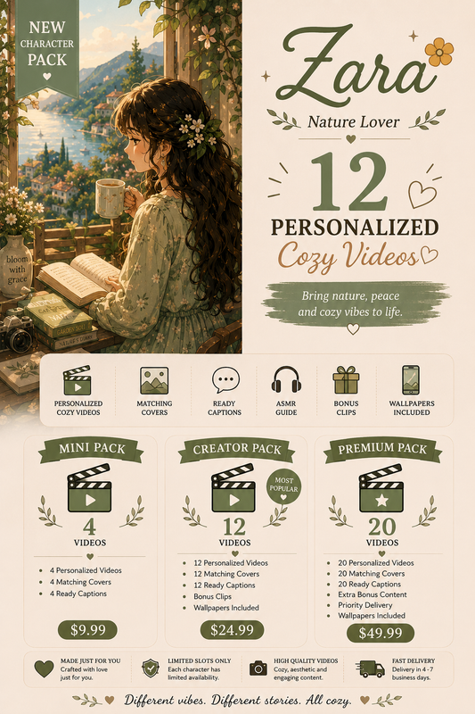 🌿 Zara – Nature Lover Cozy Creator Pack